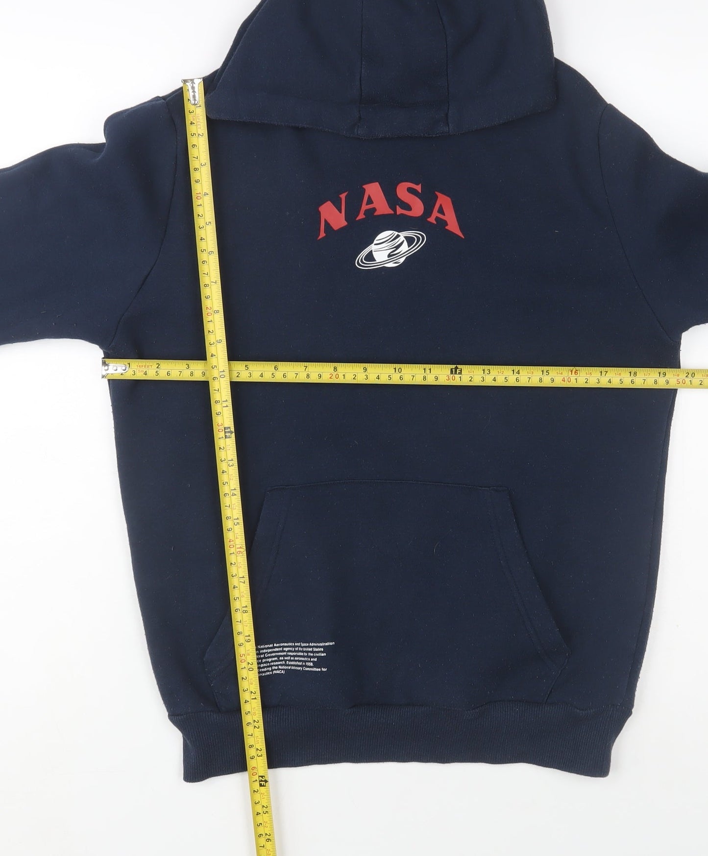 NASA Men's Blue Pullover Hoodie XS Graphic Print Cotton Blend