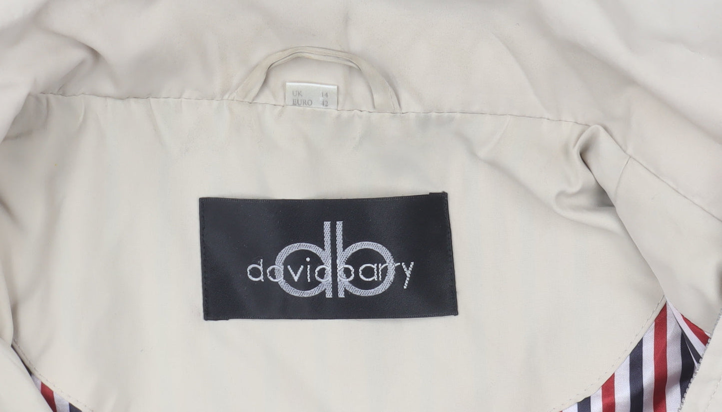 David Barry Womens Beige Hooded Parka Jacket Size 14