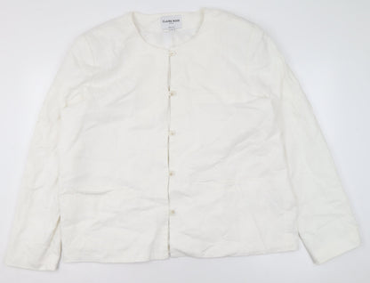 Claire Rose Women White Linen Blend Regular Fit Blazer Size 16