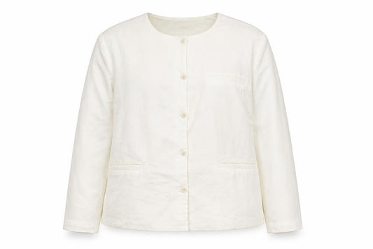 Claire Rose Women White Linen Blend Regular Fit Blazer Size 16