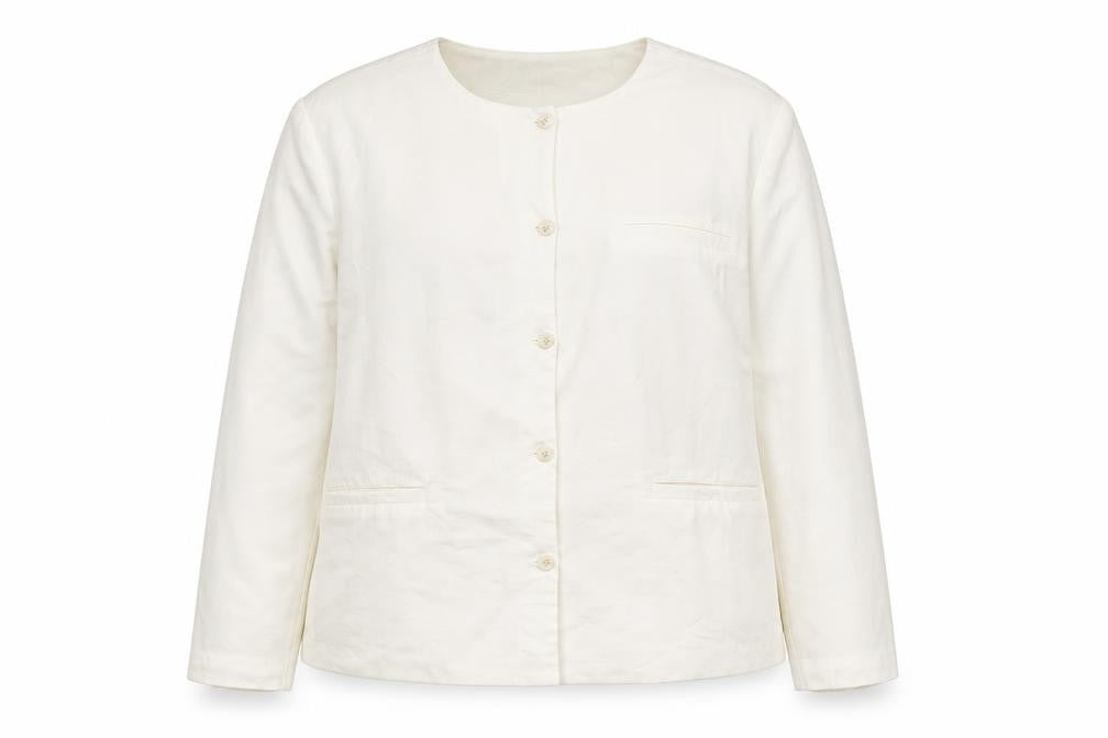 Claire Rose Women White Linen Blend Regular Fit Blazer Size 16