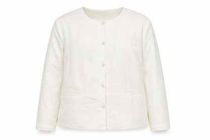 Claire Rose Women White Linen Blend Regular Fit Blazer Size 16