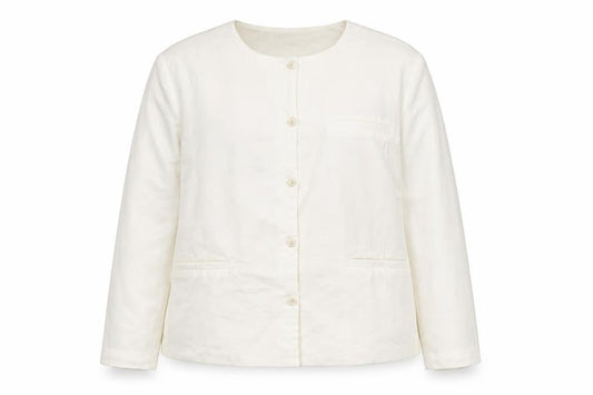 Claire Rose Women White Linen Blend Regular Fit Blazer Size 16