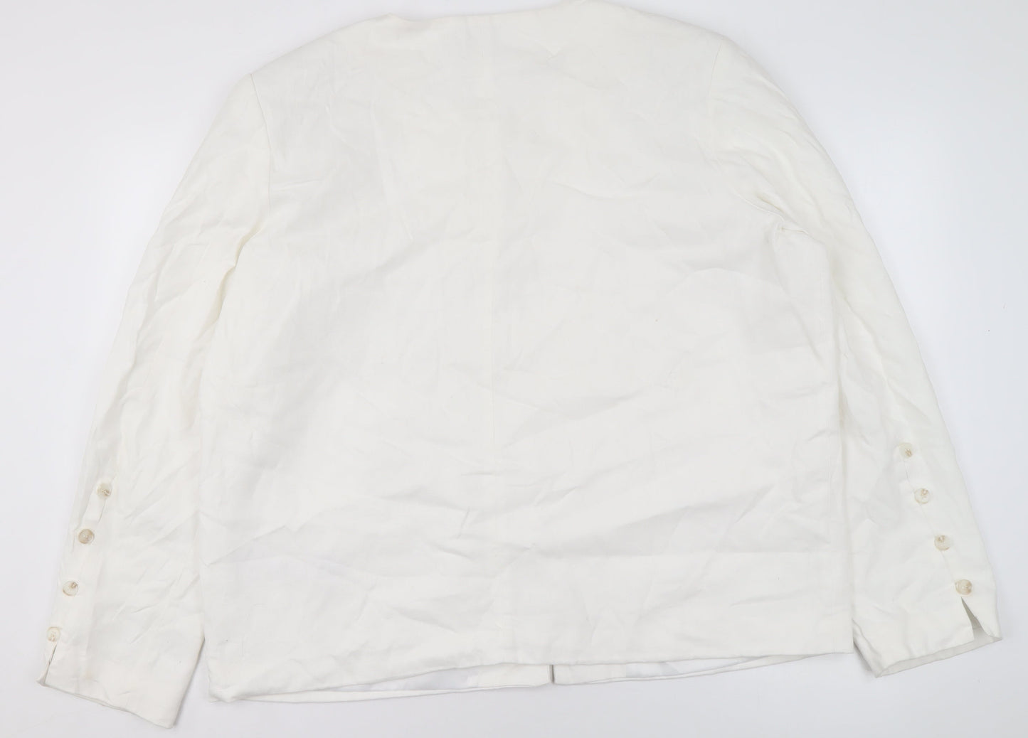 Claire Rose Women White Linen Blend Regular Fit Blazer Size 16