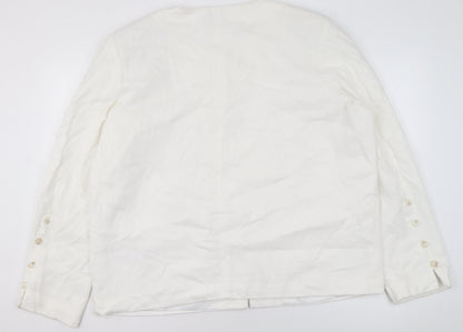 Claire Rose Women White Linen Blend Regular Fit Blazer Size 16