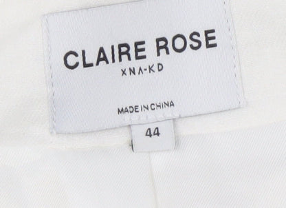 Claire Rose Women White Linen Blend Regular Fit Blazer Size 16