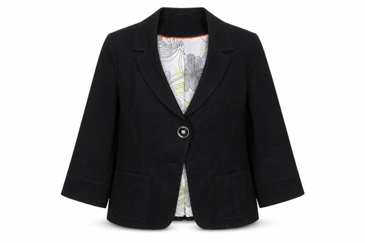 George Women's Black Blazer UK 18 Regular Fit One Button Lined Jacket