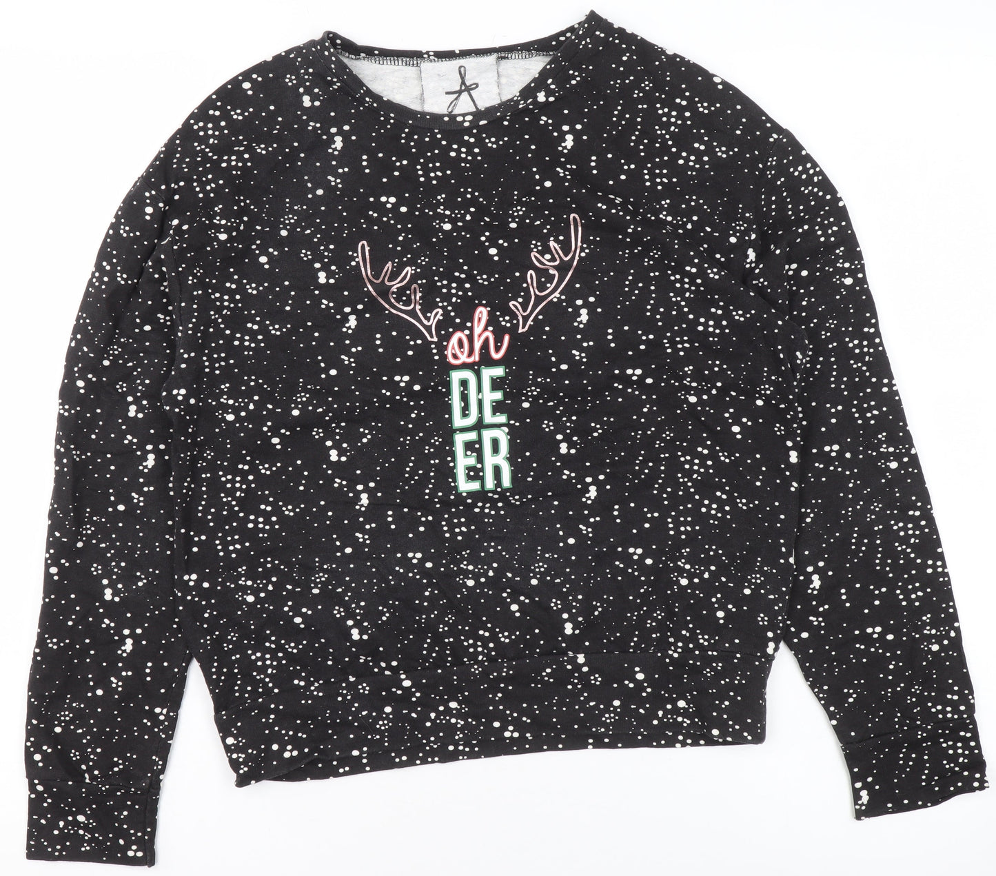 Atmosphere Women's Black Christmas Oh Deer Sweatshirt Size 6