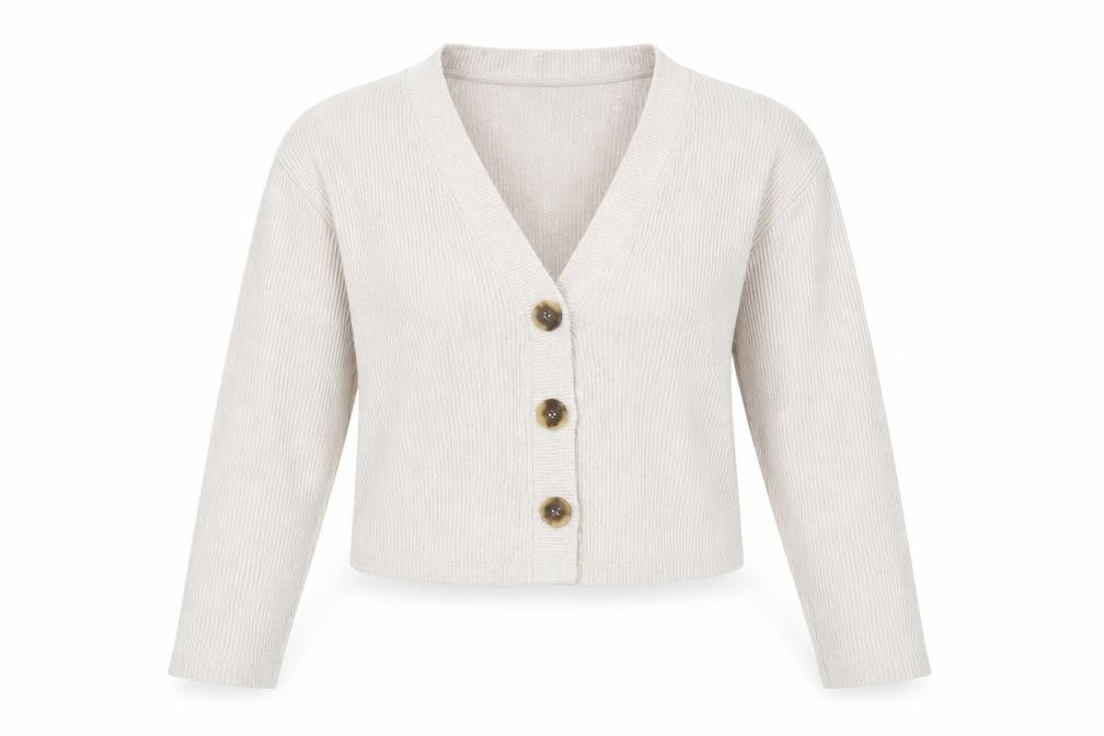 Pull & Bear Women's Beige V-Neck Knit Cardigan Size S