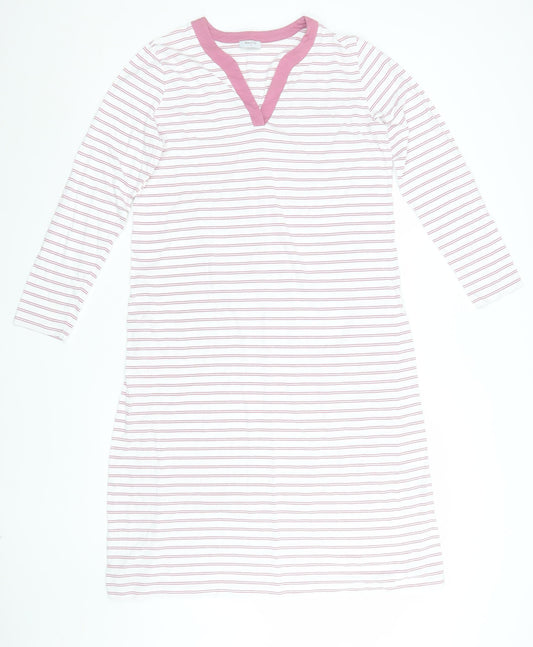 Bella di Notte Women Pink Striped Cotton T-Shirt Dress Size 12