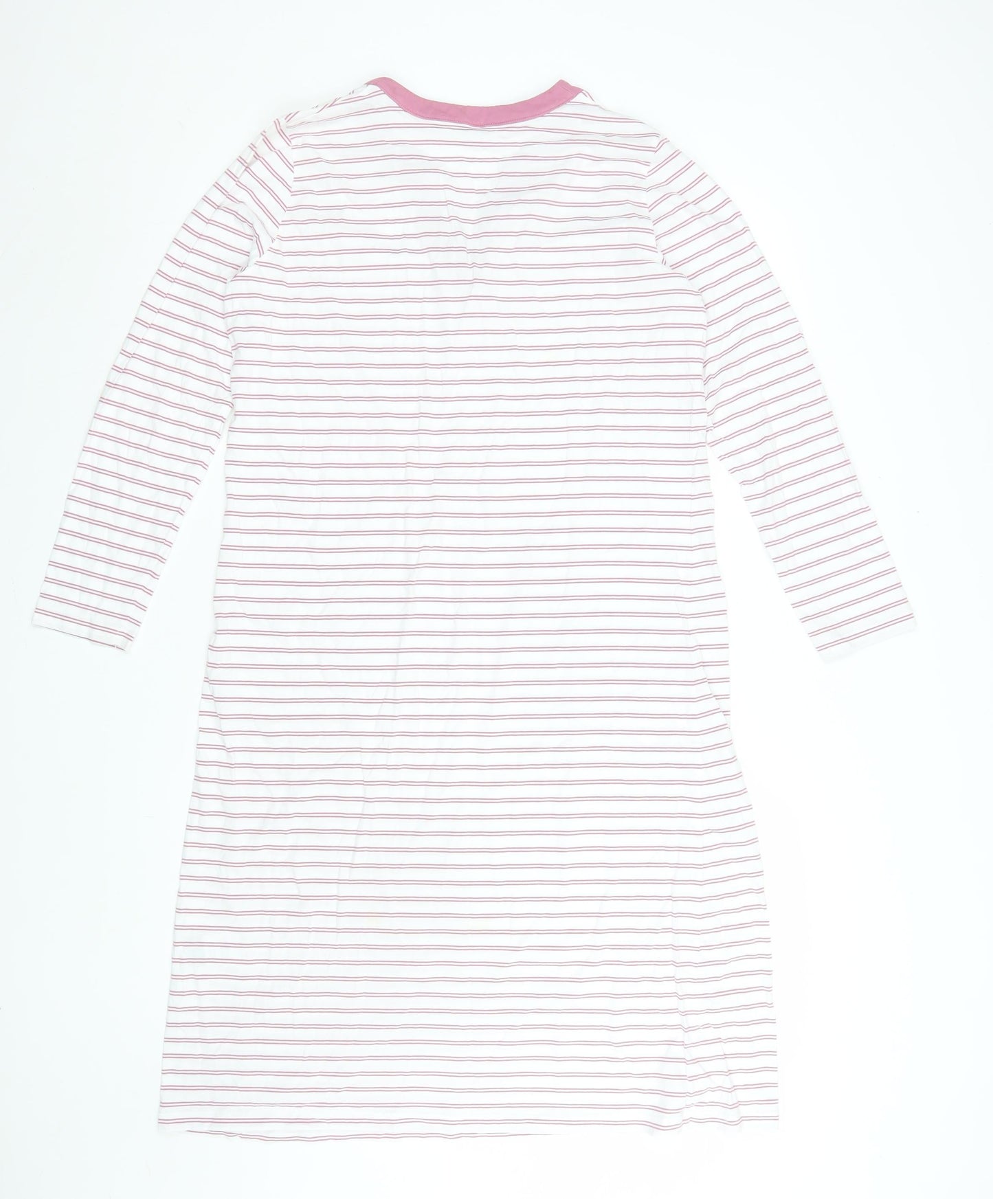 Bella di Notte Women Pink Striped Cotton T-Shirt Dress Size 12