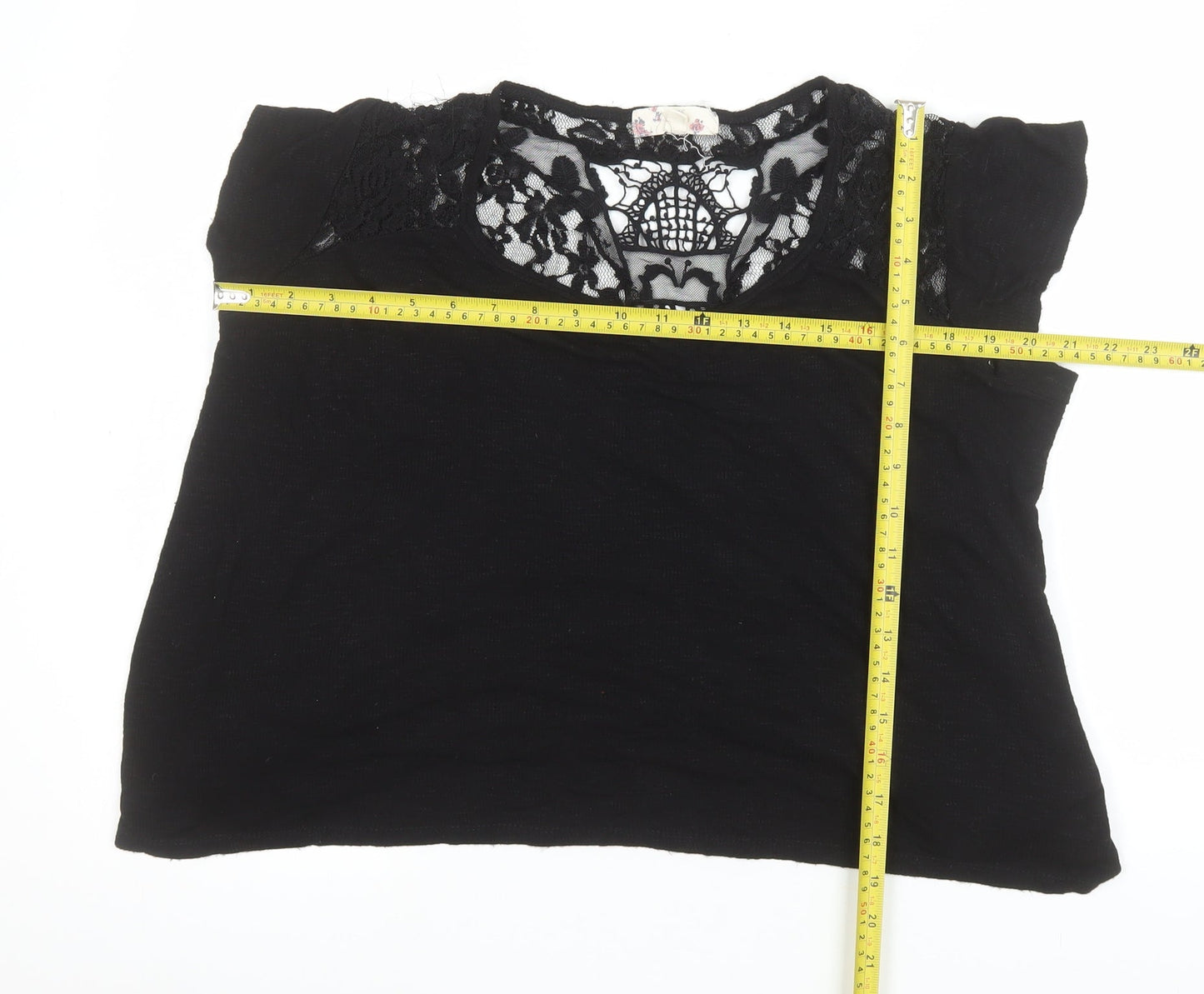 Hippie Rose Women’s Black Lace Detail Bohemian Blouse L