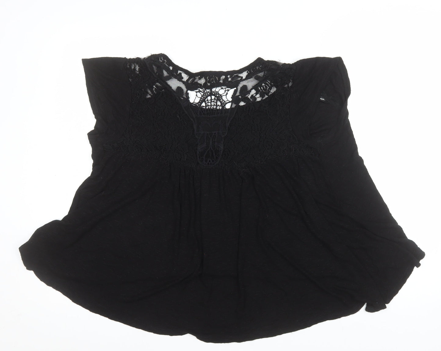 Hippie Rose Women’s Black Lace Detail Bohemian Blouse L