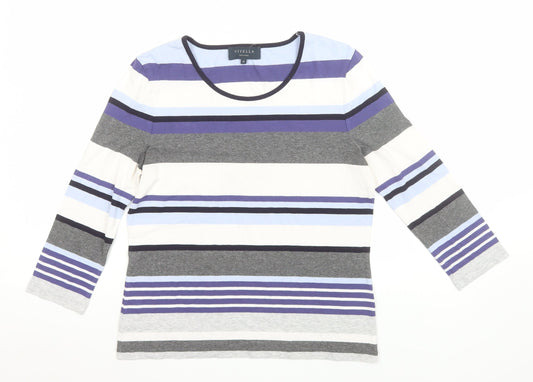Viyella Petites Women's Multicoloured Striped Cotton 3/4 Sleeve T-Shirt M