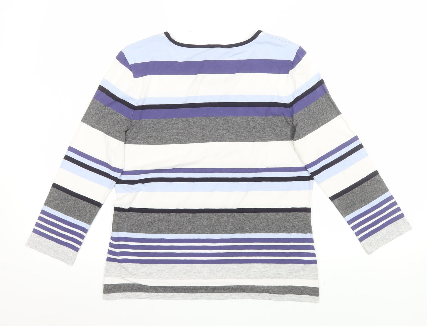 Viyella Petites Women's Multicoloured Striped Cotton 3/4 Sleeve T-Shirt M