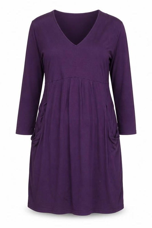 Kaliko Women's Purple Jersey V-Neck Knee Length Dress Size 6
