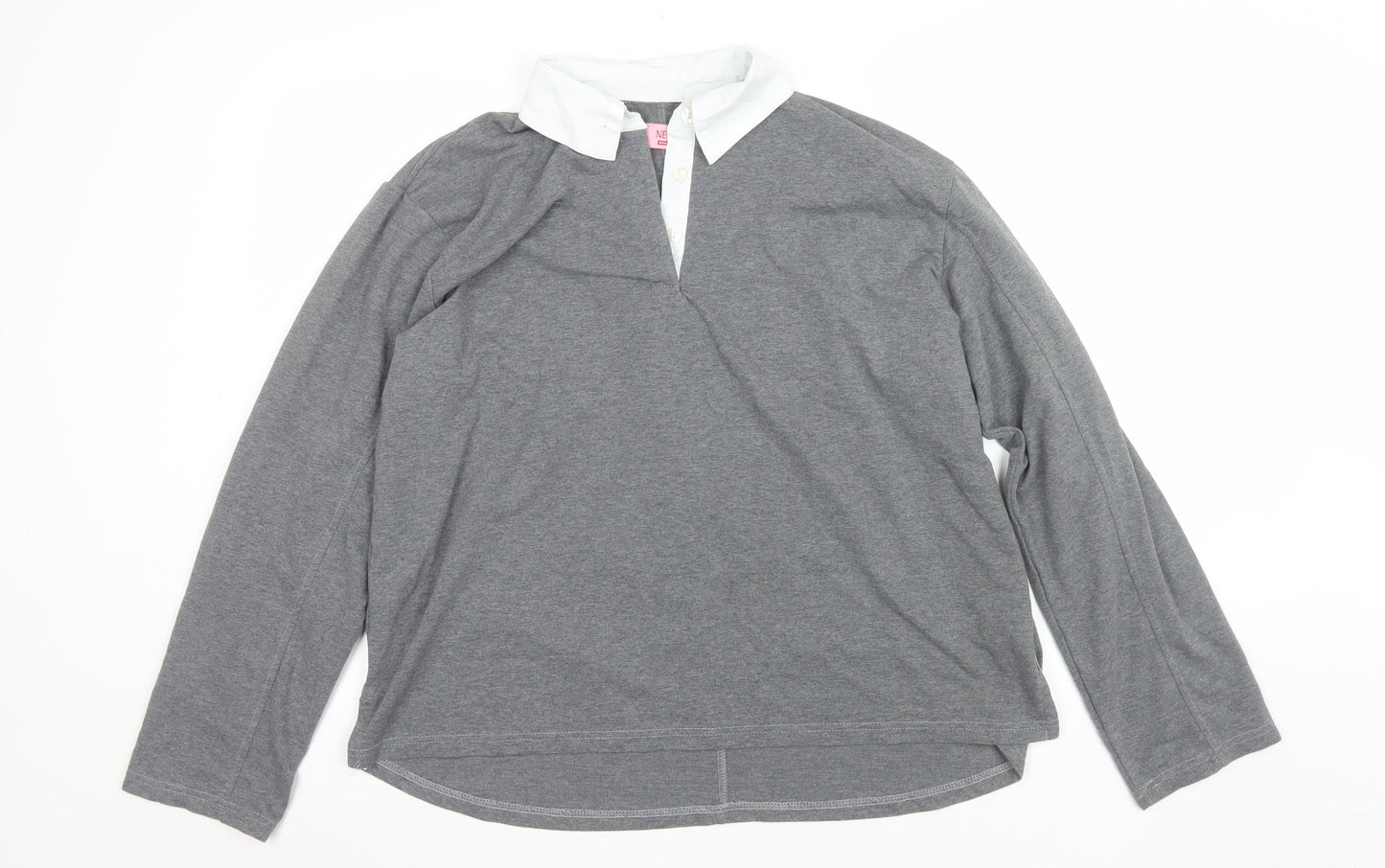 NESAA Women Grey Collared Long Sleeve Button-Up Top M