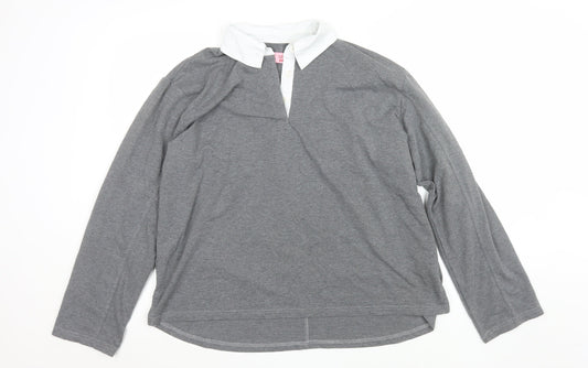 NESAA Women Grey Collared Long Sleeve Button-Up Top M