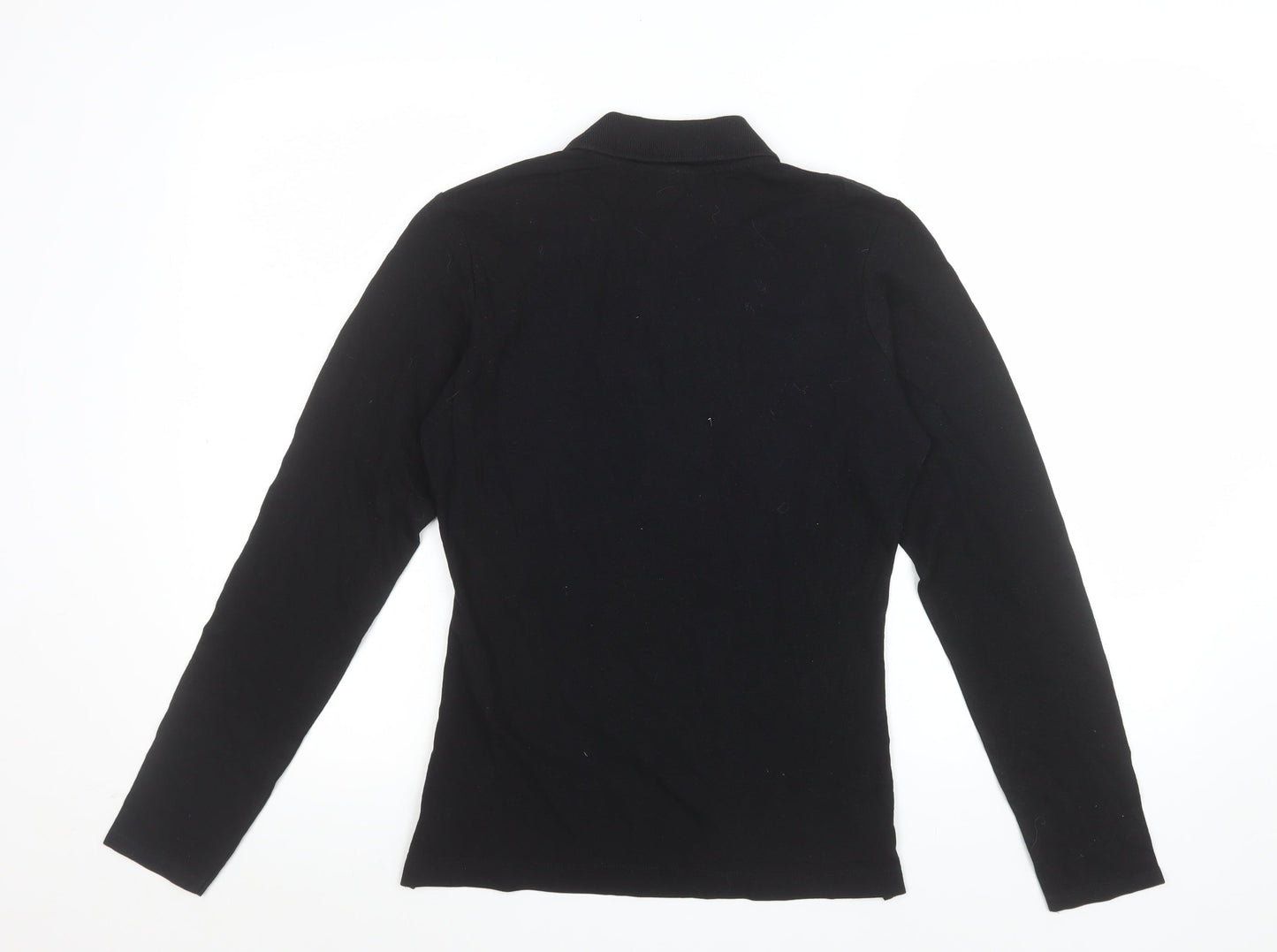 B&C Collection Women's Black Long Sleeve Cotton Polo Top M