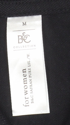 B&C Collection Women's Black Long Sleeve Cotton Polo Top M