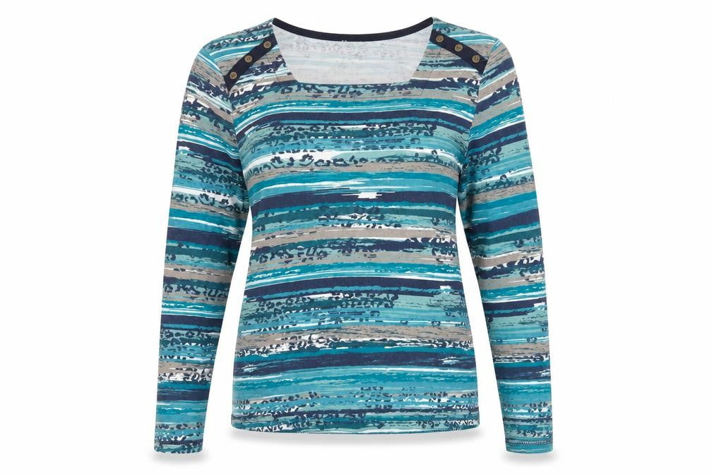 Bonmarché Women's Multicoloured Stripe Long Sleeve Jersey T-Shirt Size M