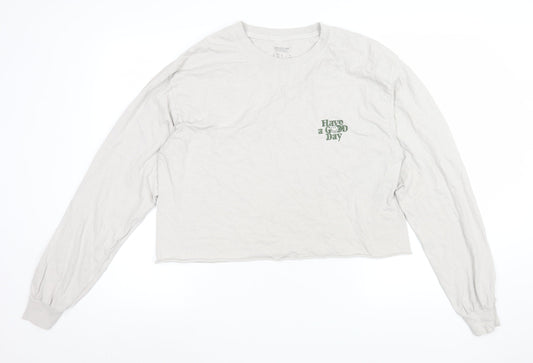 Urban Outfitters Womens White Cropped Long Sleeve T-Shirt Size S