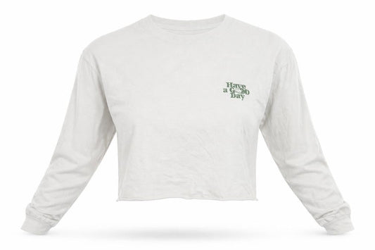 Urban Outfitters Womens White Cropped Long Sleeve T-Shirt Size S