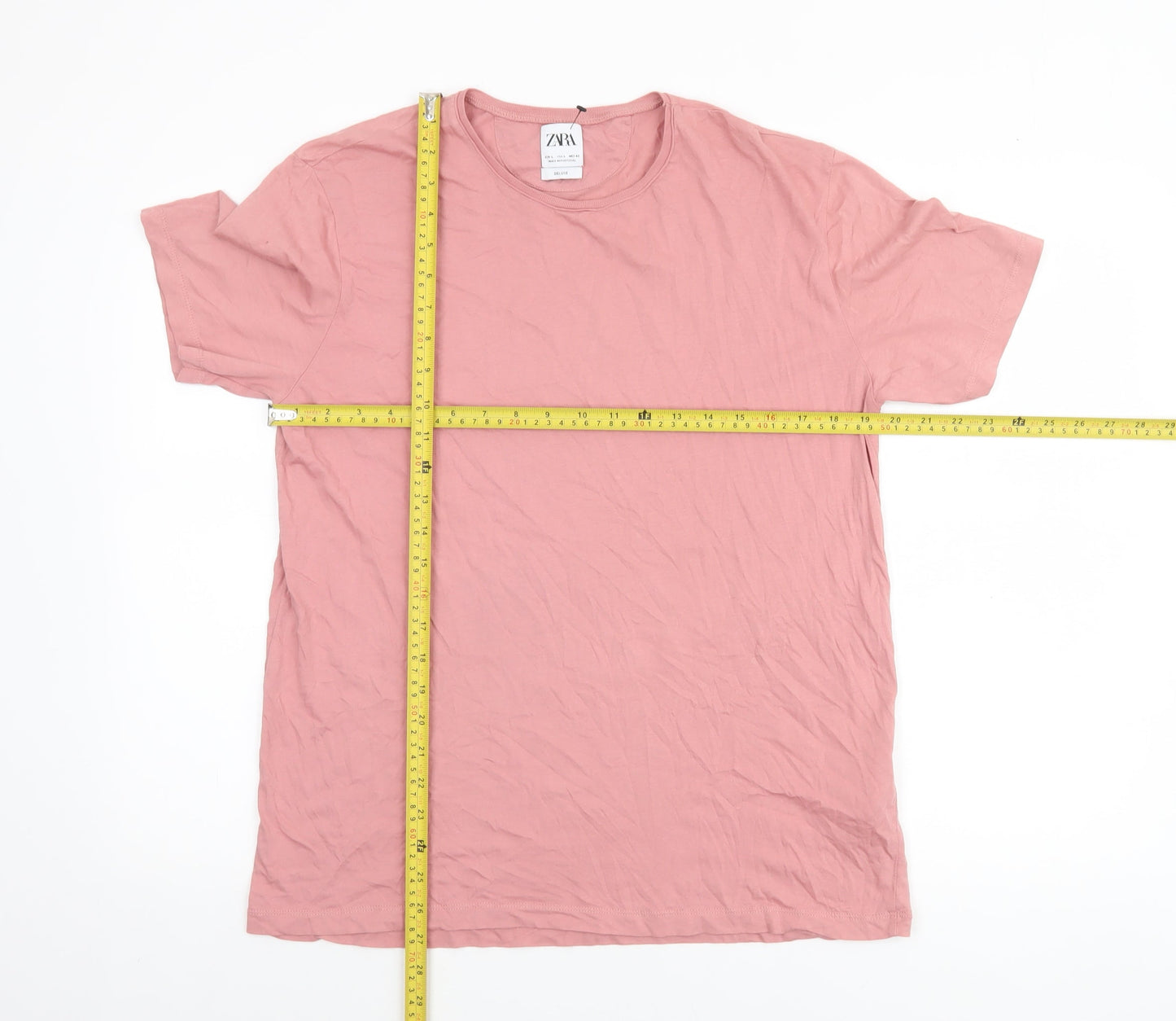 Zara Women Pink Cotton Basic Crew Neck T-Shirt Size 14