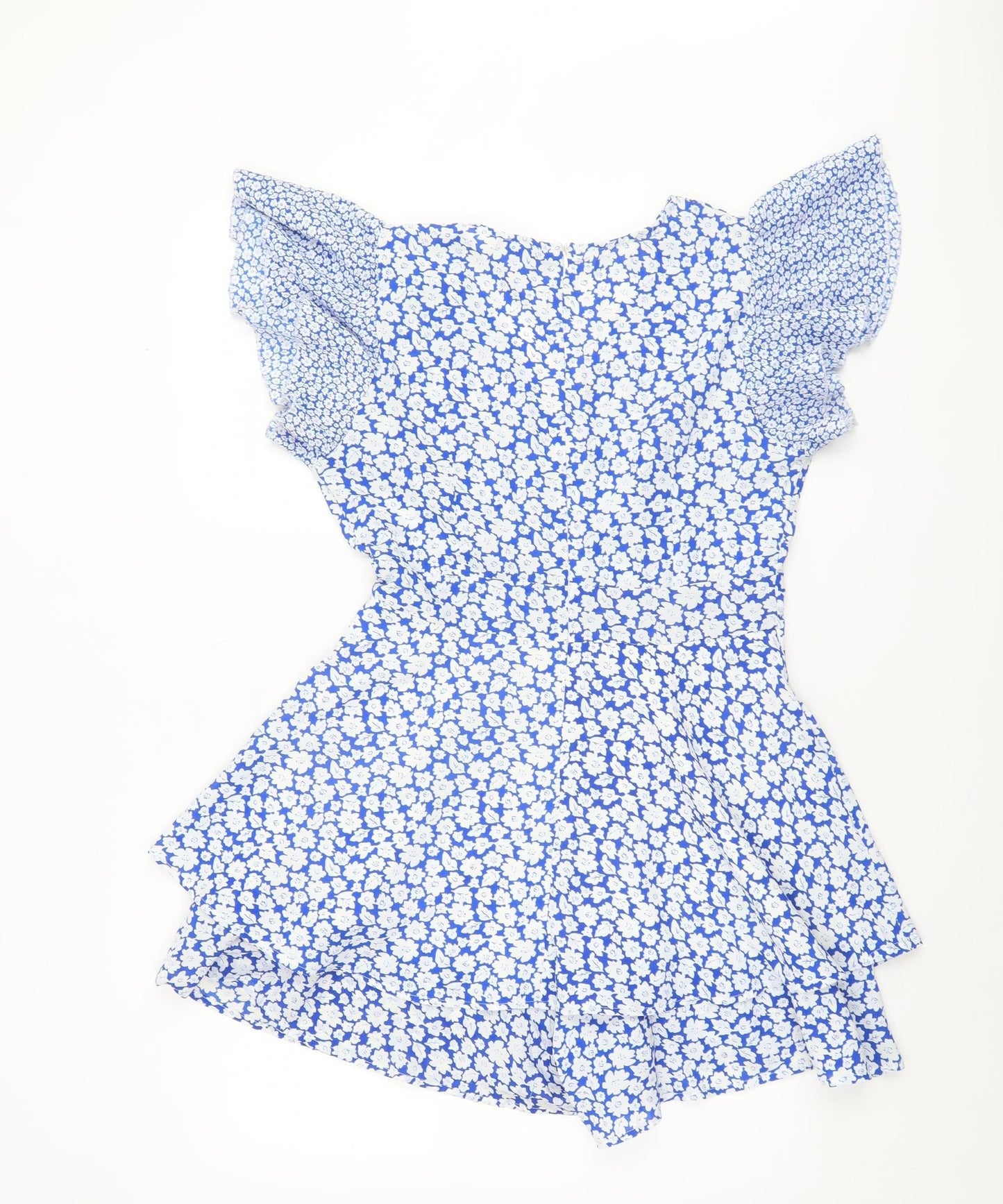 Quiz Women’s Blue Floral Skater Mini Dress Size 10