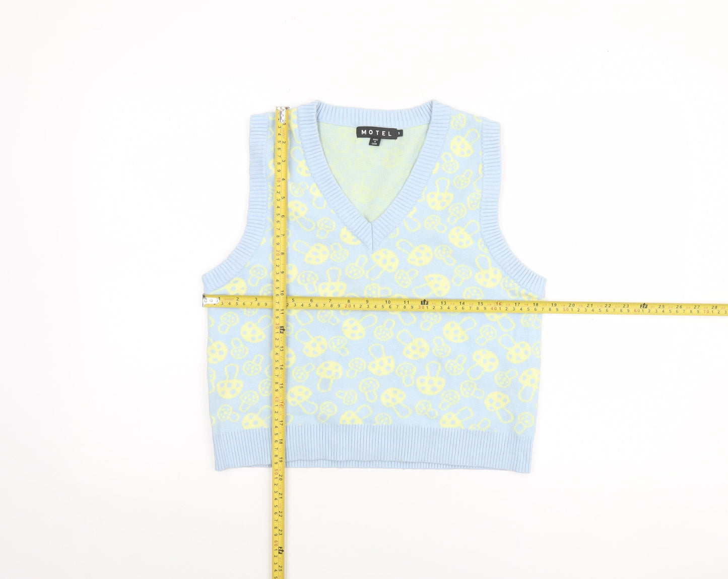 Motel Women Blue Knit V-Neck Sleeveless Vest Jumper Size S