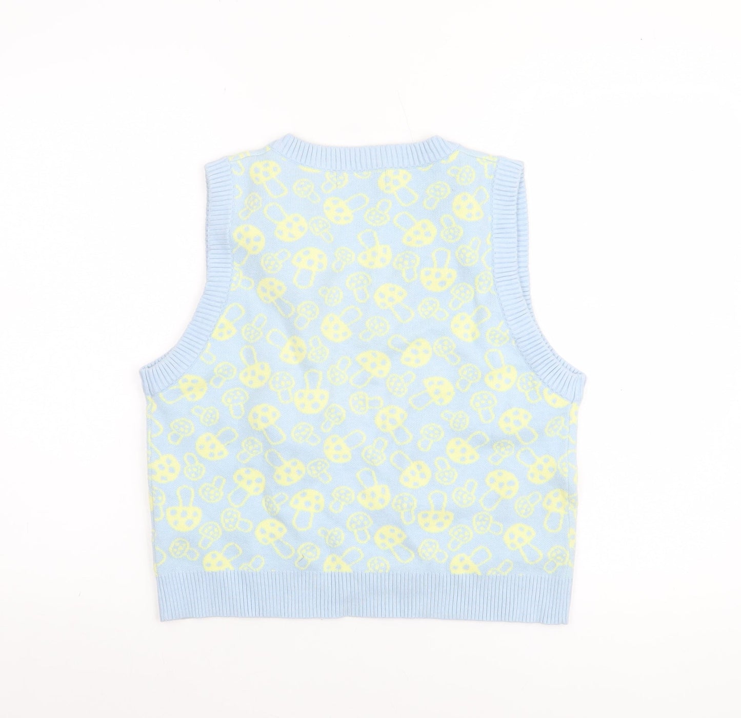 Motel Women Blue Knit V-Neck Sleeveless Vest Jumper Size S