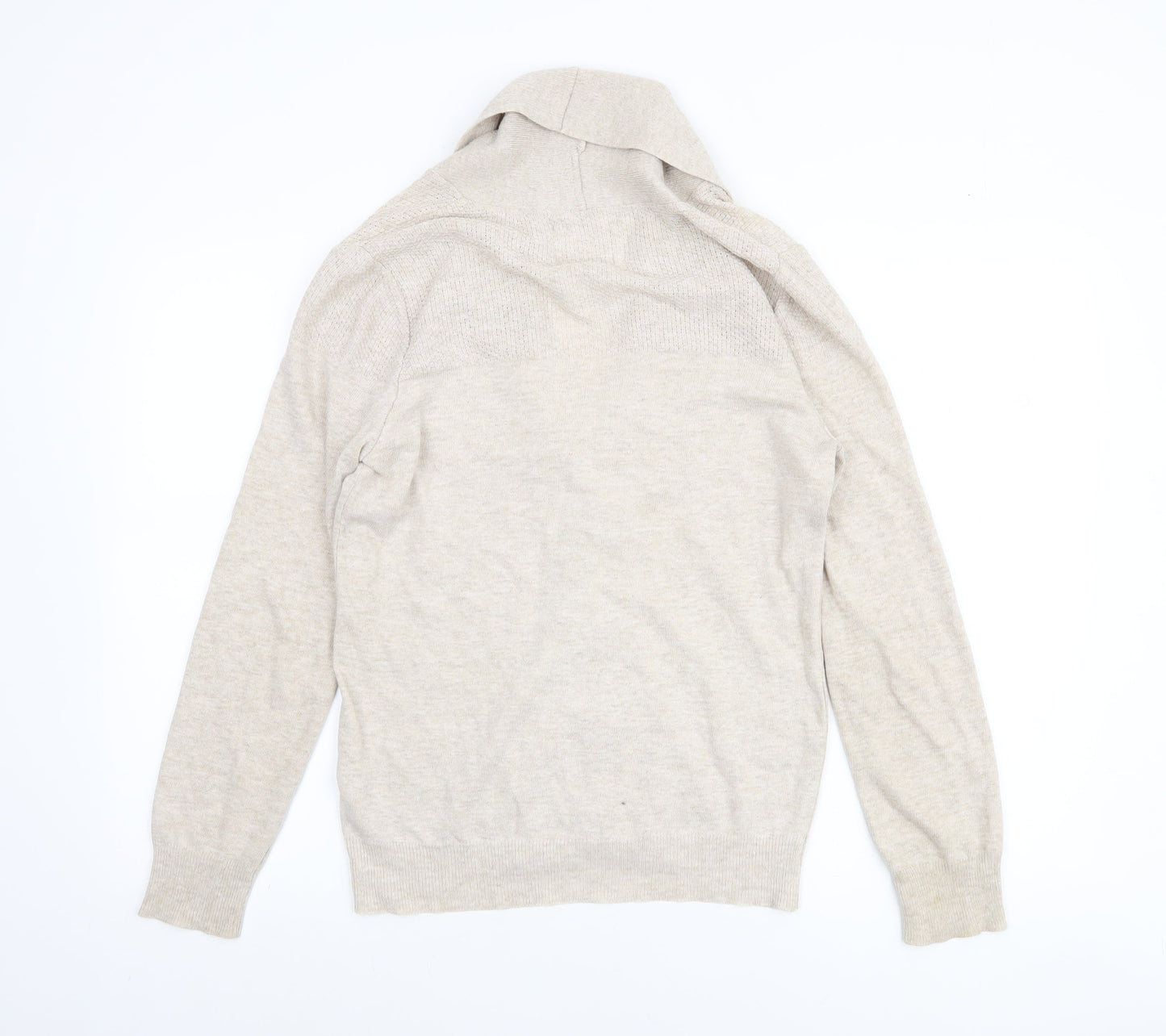River Island Men’s Beige Cotton Cardigan S Classic Knitwear