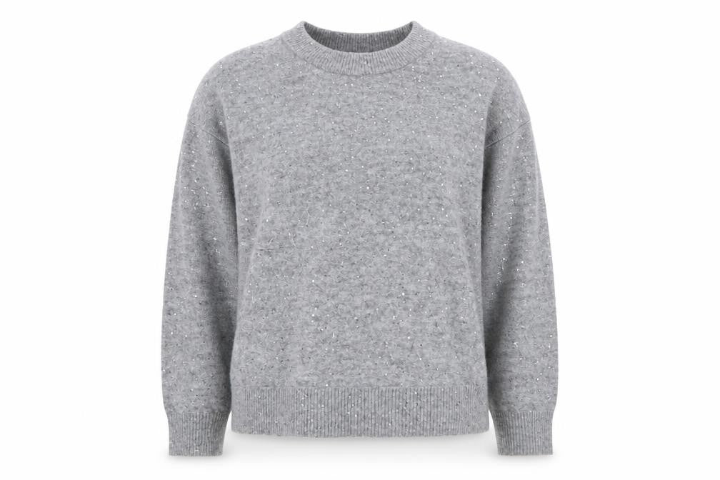 H&M Women Grey Sequin Knit Pullover Jumper Size S