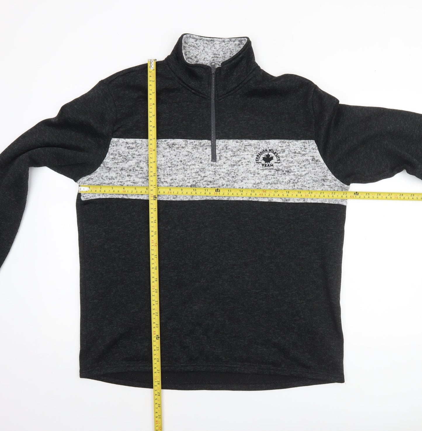 Atlas For Men L Grey 1/4 Zip Fleece Sweatshirt High Neck Regular Fit