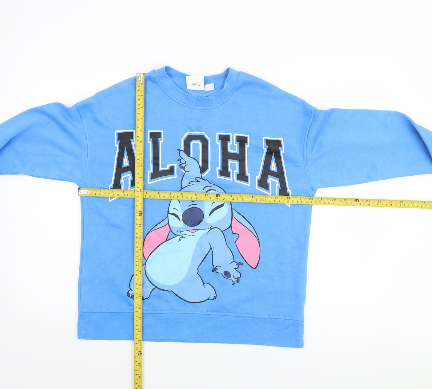 Disney Women Blue XS Pullover Sweatshirt Stitch Aloha Graphic