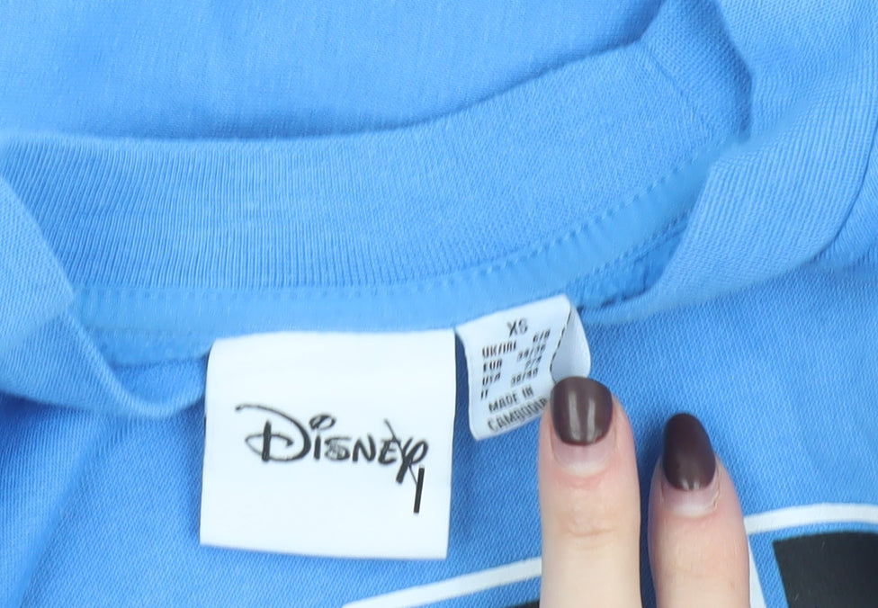 Disney Women Blue XS Pullover Sweatshirt Stitch Aloha Graphic
