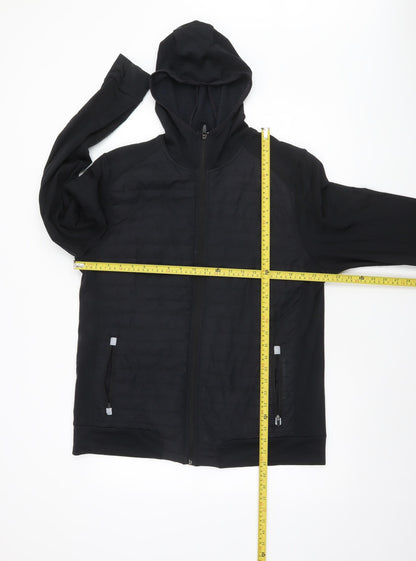 Back view of Dunnes men’s black l hooded softshell activewear jacket