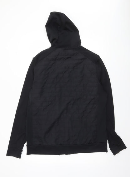 Close-up detail of Dunnes men’s black l hooded softshell activewear jacket