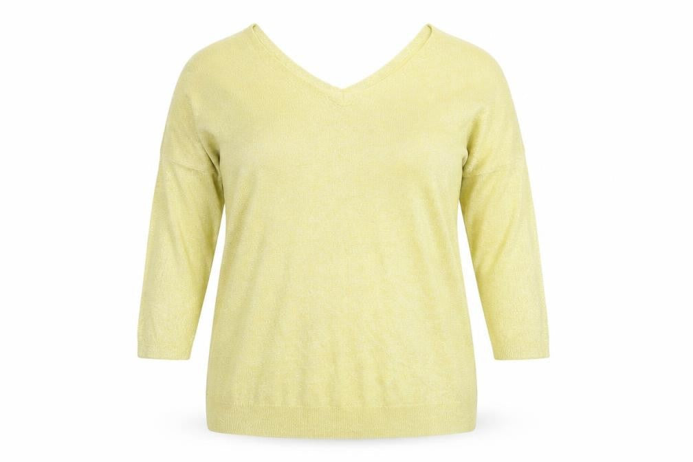 Next Women's Gold V-Neck 3/4 Sleeve Pullover Jumper Size 16