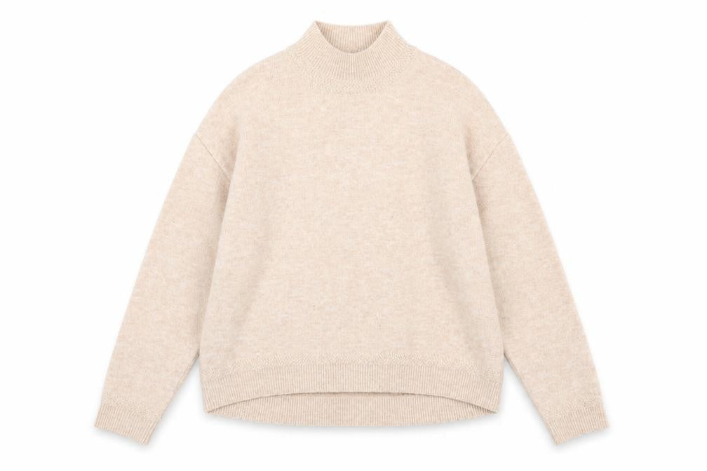 Fat Face Women's Beige Mock Neck Jumper Size 8 Regular Knit