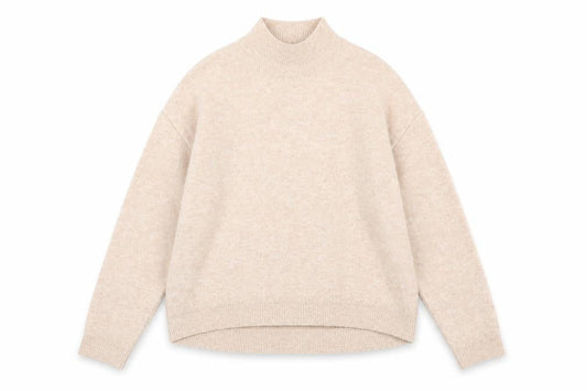 FatFace Women's Beige Mock Neck Jumper Size 8 Regular Knit