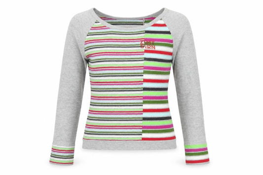 Zimtstern Women Multicoloured Striped Cotton Boat Neck Jumper XS
