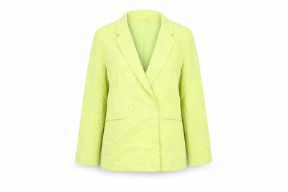H&M Women Green Double-Breasted Blazer XS Regular Fit
