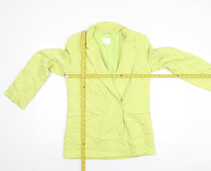 H&M Women Green Double-Breasted Blazer XS Regular Fit