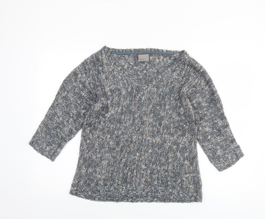 Vero Moda Women’s Grey Chunky Knit V-Neck 3/4 Sleeve Pullover Jumper M