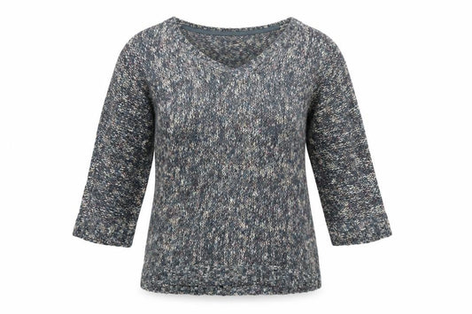 Vero Moda Women’s Grey Chunky Knit V-Neck 3/4 Sleeve Pullover Jumper M