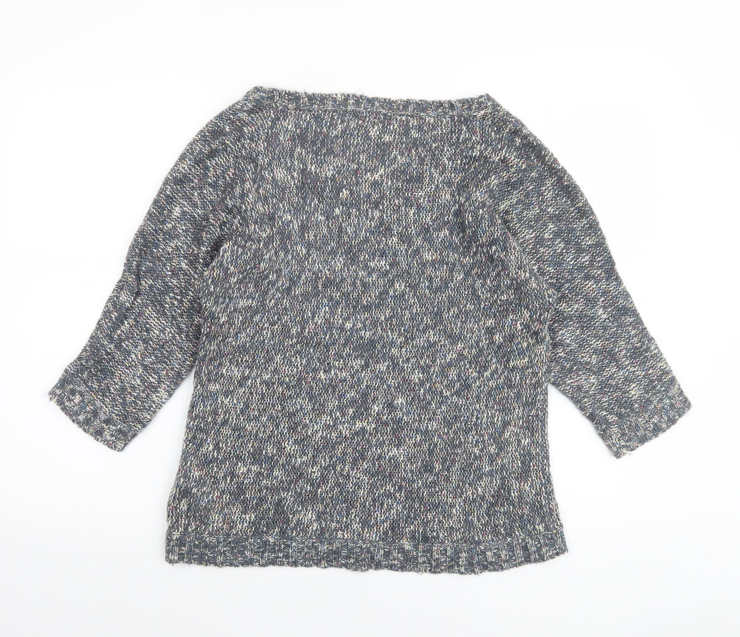 Vero Moda Women’s Grey Chunky Knit V-Neck 3/4 Sleeve Pullover Jumper M