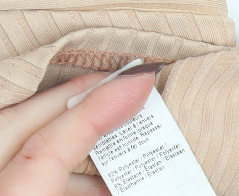River Island Women’s Beige Ribbed Cropped Halter Tank Top Size 10