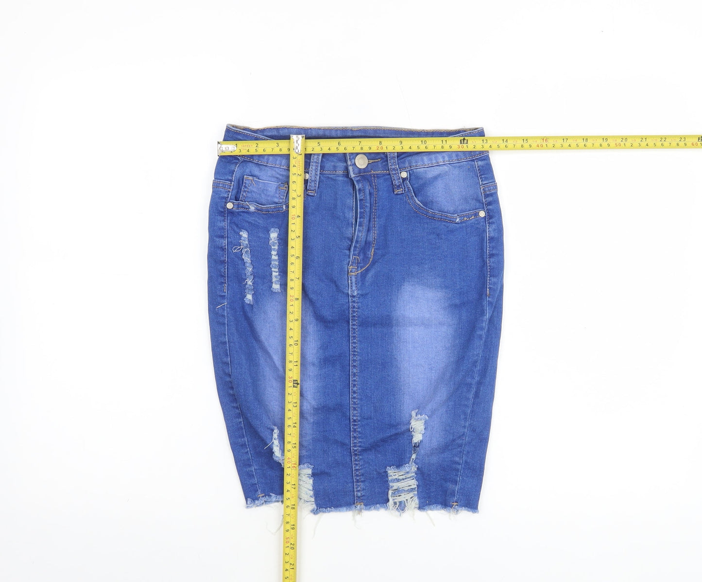 GIRL VIVI Women Blue Denim Knee Length Pencil Skirt Size 10