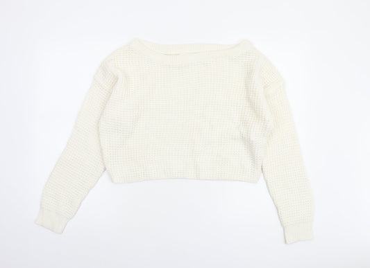 Missguided Petite Women's Ivory Waffle Knit Jumper Size 10/12